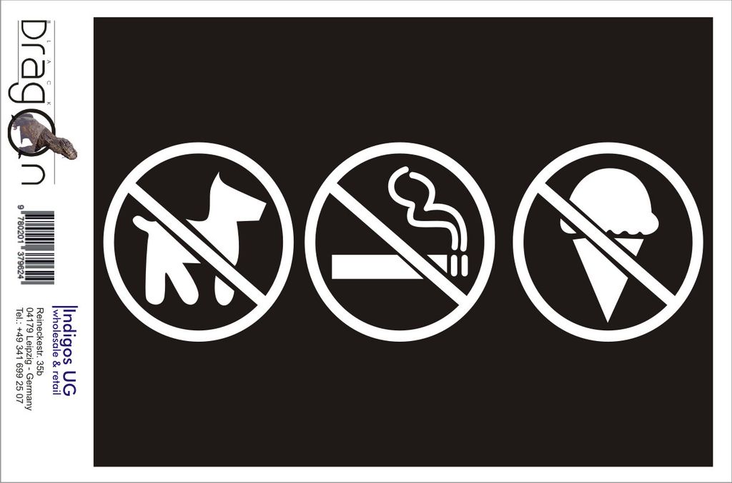 Aufkleber / Autoaufkleber - JDM / Die cut / Auto / OEM - Rauchen, Speisen, Tiere verboten - 210x70 mm schwarz - Heckscheibe / Heckscheibenaufkleber