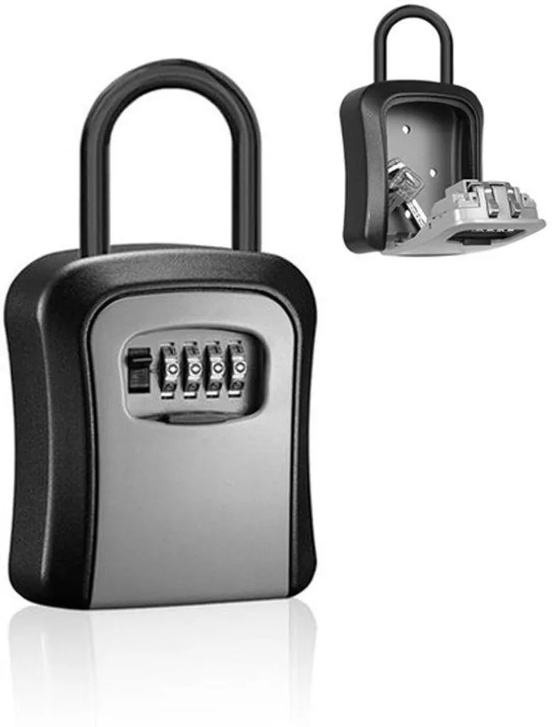 Boîte à clé sécurisée en métal gris antivol pour rangement extérieur