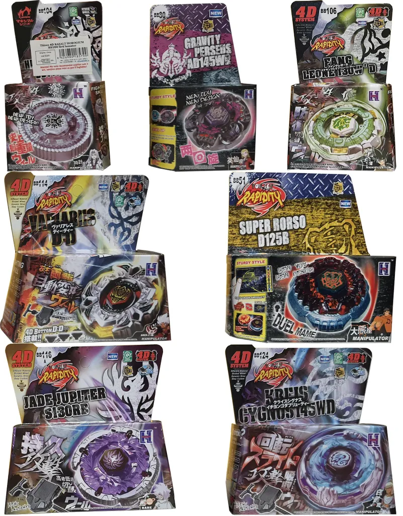 Pack de Toupies de Combat Métal 4D Rapidity avec 4 Lanceurs BB124