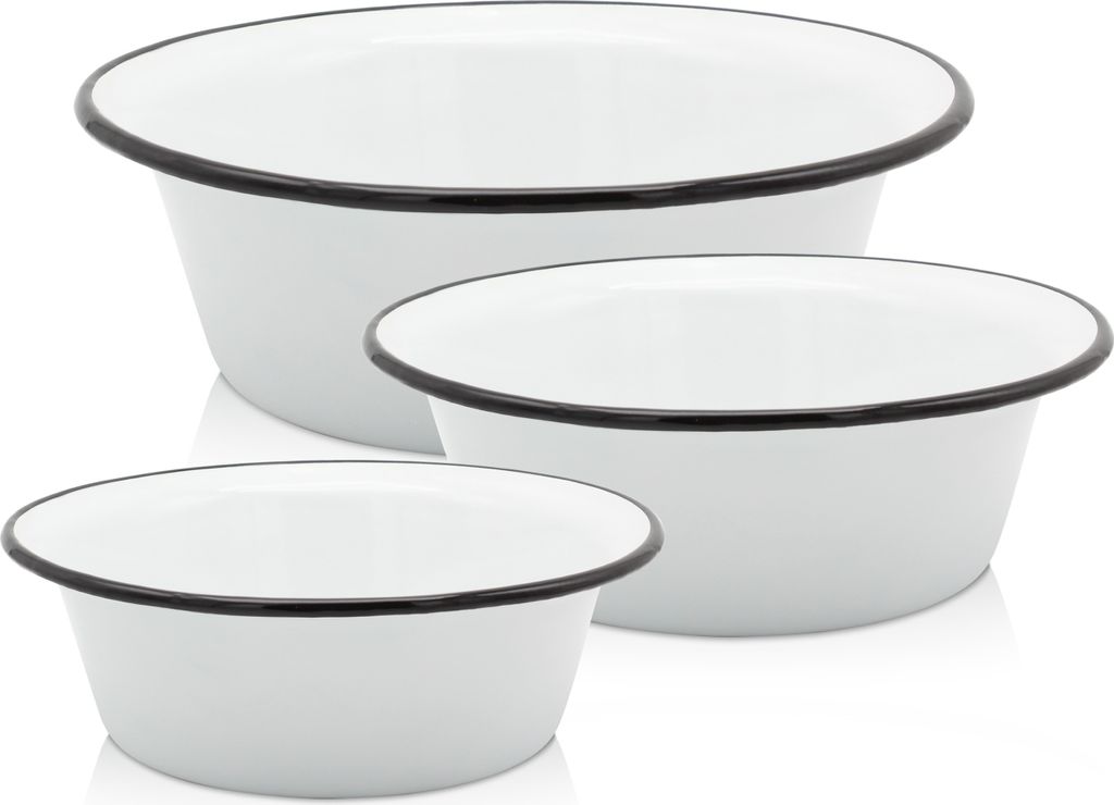 Karl Krüger 79642 Schüssel-Set 3-tlg. emailliert, weiß, (Ø 16, 20 und 24 cm)