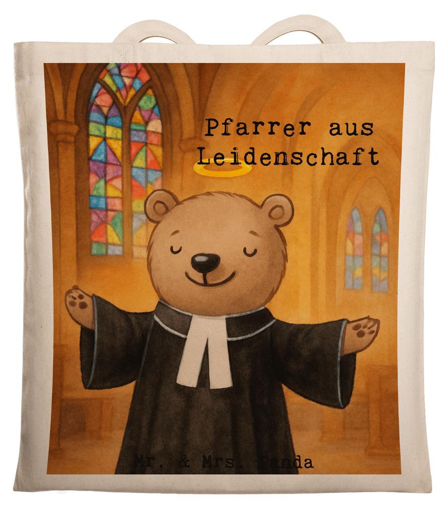 Mr. & Mrs. Panda Tote Bag Pfarrer Leidenschaft Design - Weiß - Geschenk, Shopping Tasche, Jutebeutel, Kirche, Uni, Spruch, Lustig, Einkaufstüte, ...