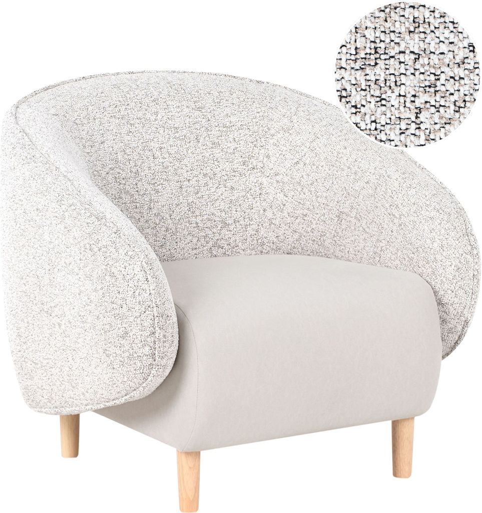 BELIANI Sessel Hellbeige Meliert Stoffbezug mit Abgerundeter Lehne Hohe Armlehnen Helle Holzbeine Modernes Design Wohnzimmersessel Polstersessel