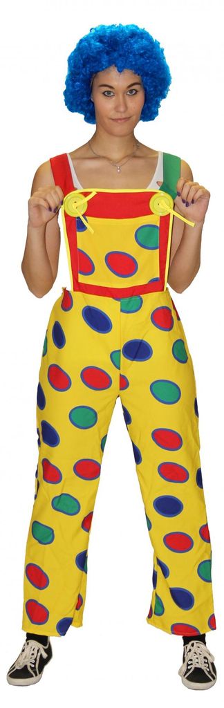 Clownkostüm Damen Latzhose – Gelbe Clown-Hose mit bunten Produktbild 