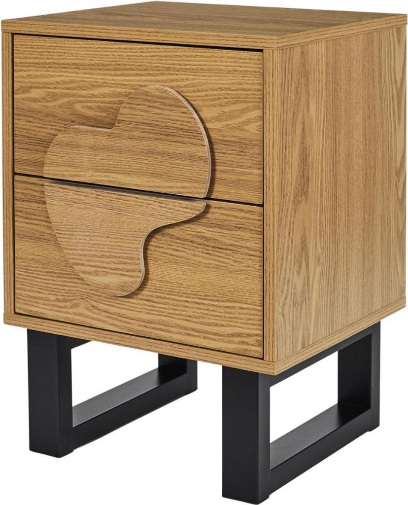 MISOU Calypso Nachtkästchen Wandregal mit Schubladen Beistelltisch Nachttisch auf Beinen Industrial Holz