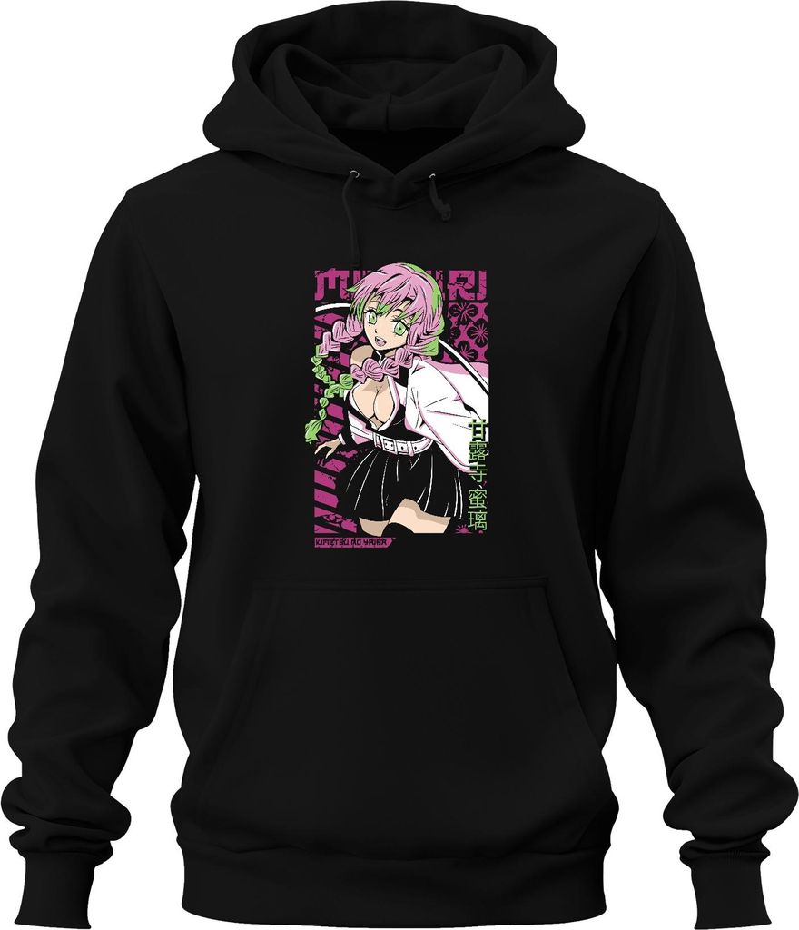 Mitsuri Kanroji Kimetsu no Yaiba kawaii rosa grün Haar Uni Hoodie Kapuzenpullover, Schwarz, XXL