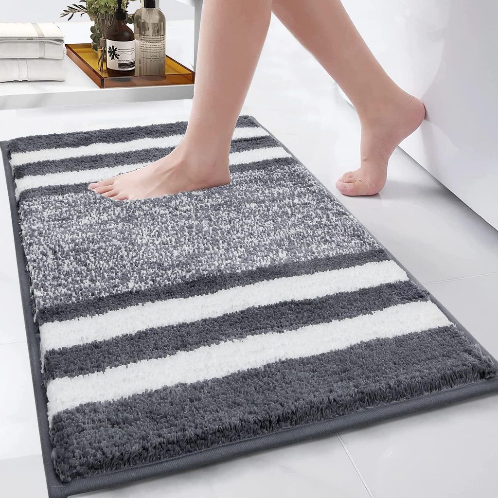 Badematte 50 x 80 cm, waschbare, rutschfeste Badematte, weiche, saugfähige Mikrofaser-Badematte, Duschmatte für Wohnzimmer, Schlafzimmer und Bade...