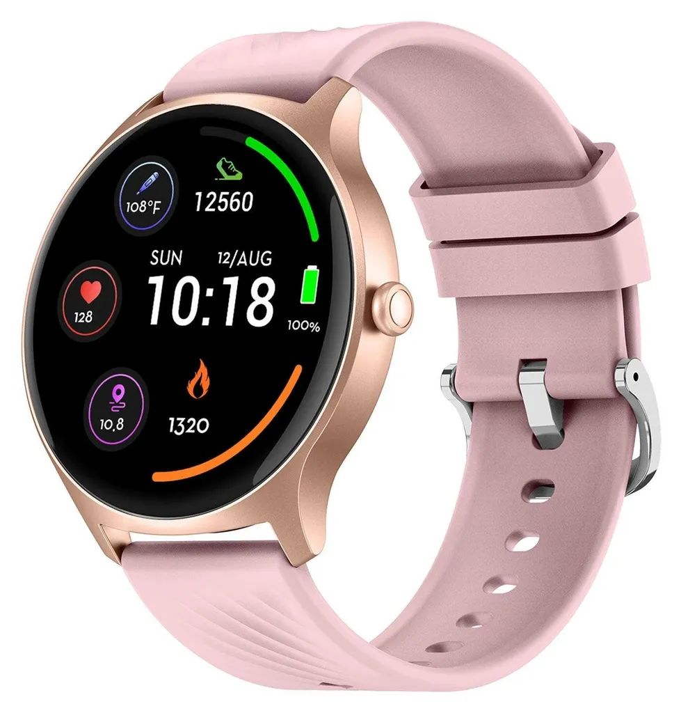 Montre connectée rose pour femme SWC-387P avec moniteur de sport complet