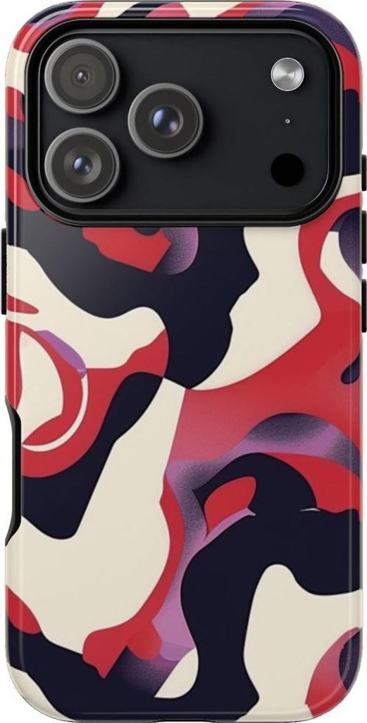 Abstraktes Muster in Rot, Schwarz und Creme – Hülle Kompatibel mit iPhone 17 Pro