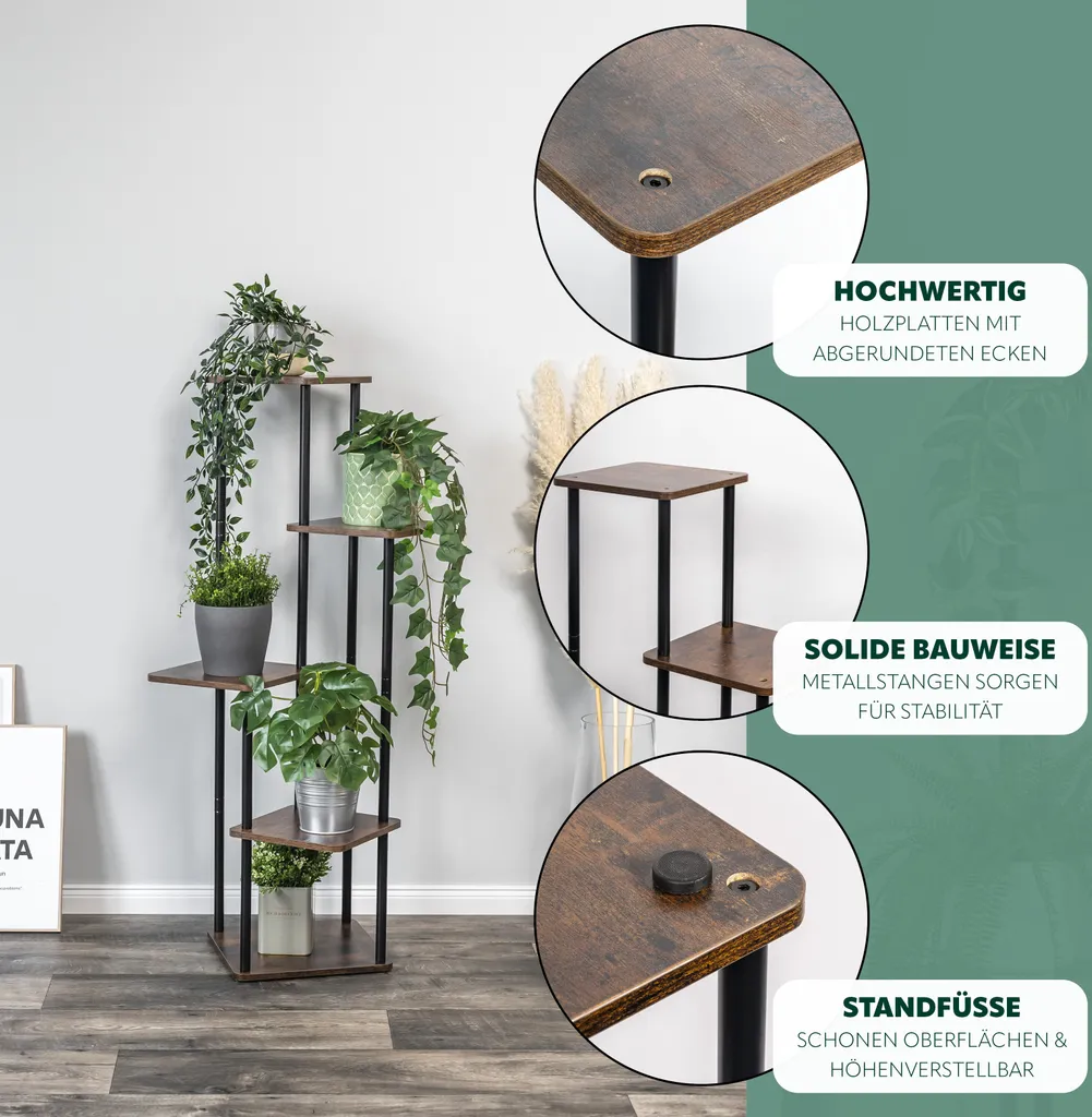 Support de Fleurs Vertical pour Optimiser l'Espace Intérieur avec 5 Pots - 4
