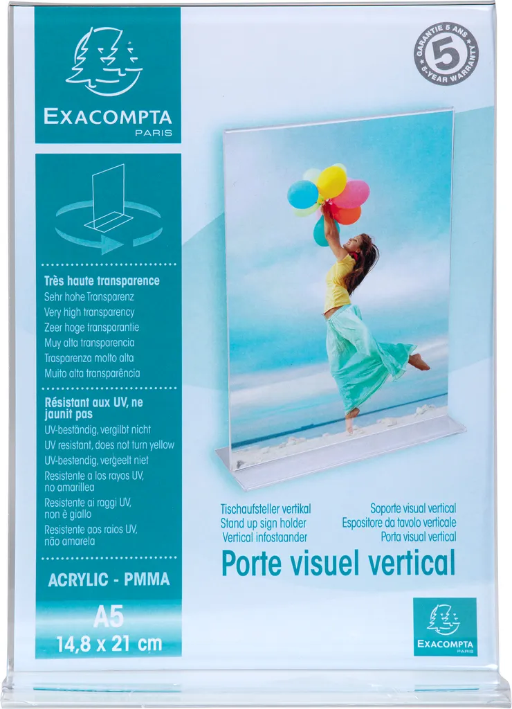 Exacompta 85158D 30 Supporti A5 Verticali in Acrilico Minimalista