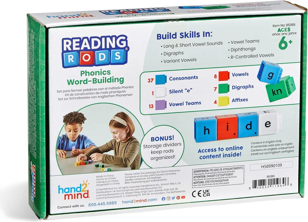 Cubes de lecture Reading Rods pour ateliers de phonétique