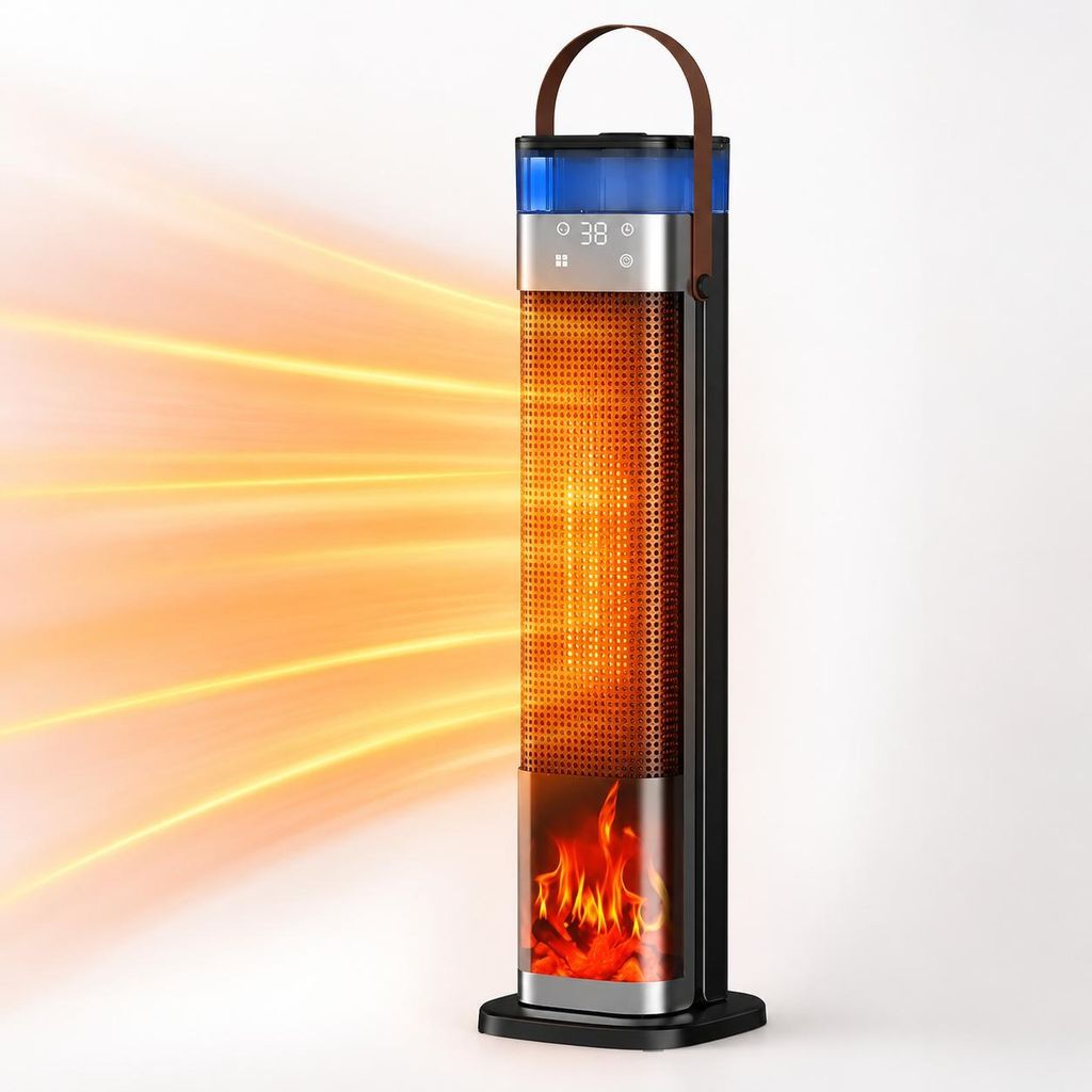 2000W Heizlüfter energiesparend, 3 Leistungsstufen, Luftbefeuchter, LED Display, Fernbedienung Timer, Überhitzungsschutz Umkippschutz, Oszillatio...