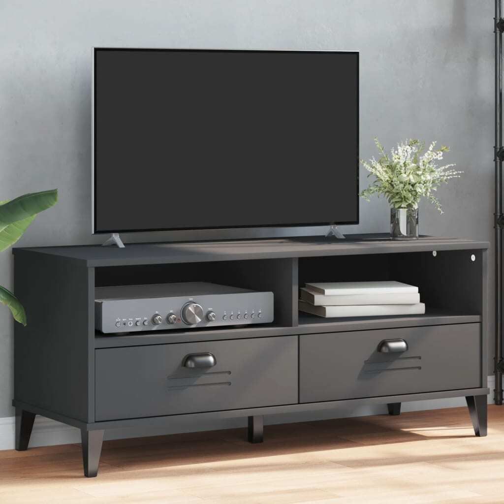 Design TV-Schrank VIKEN Anthrazit Massivholz Kiefer, TV-Schränke 2024 Neu