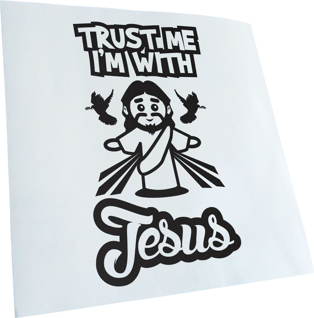 Kiwistar - Autoaufkleber - Trust me im with Jesus - Mattschwarz - 40x22cm - Aufkleber für Auto, Laptop, Fahrrad, LKW, Motorrad Mehrfarbig JDM Deca...