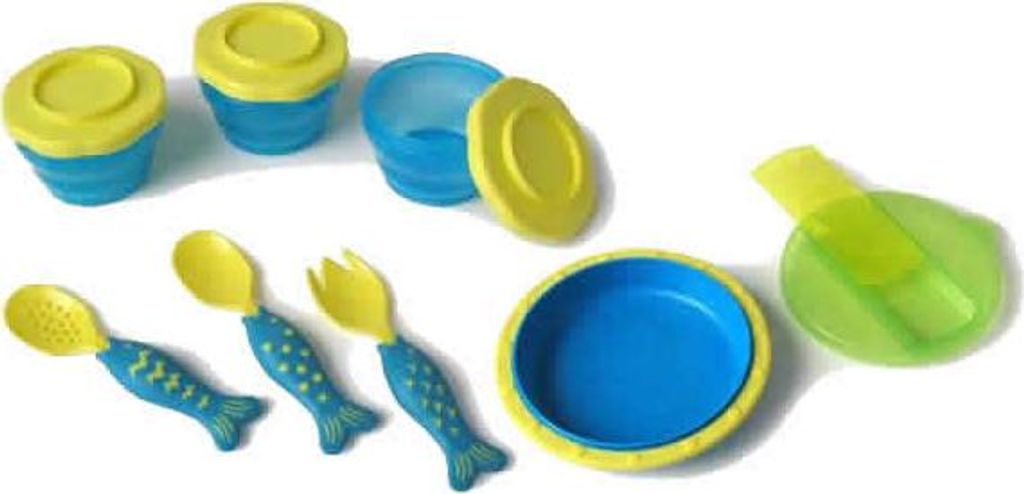 7-teilig Ess-Set Lernteller Teller Löffel Gabel & Boxen