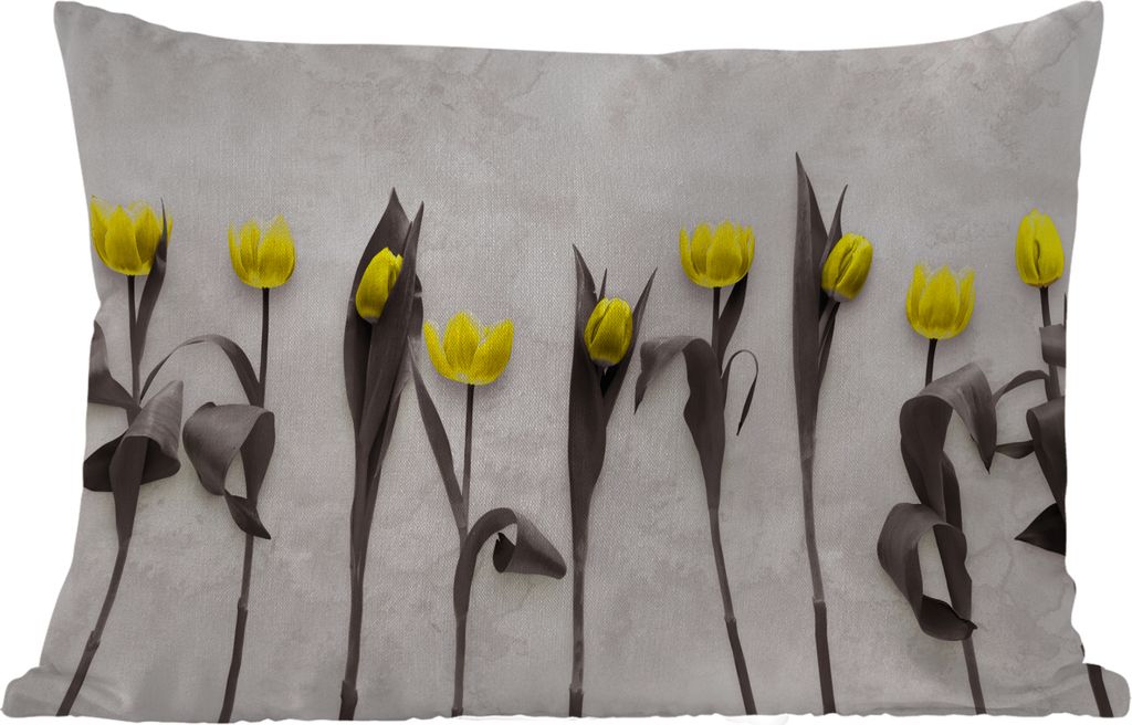 MuchoWow Outdoor Kissen - Blumen - Tulpen - Marmor - 60x40 cm - Wetterfest - Lounge Kissen - Zierkissen - Kissen für Innenräume