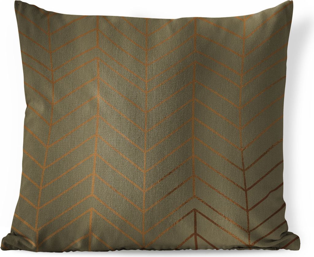 MuchoWow Zierkissen Sofakissen Wohnzimmer Dekokissen 45x45 cm Linie - Gold - Muster - Schlafpolster - Polster für das Sofa