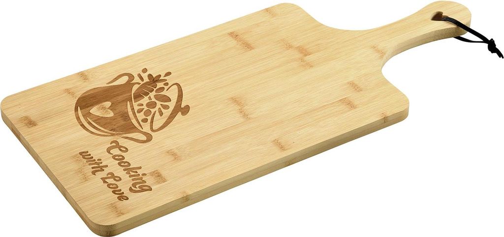 KESPER Servierbrett mit Spruch: cooking with love Bambus55x25x1,5cm