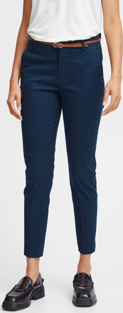 OXMO OXDaisy Pants Damen Hose Chinohose mit Kunstledergürtel Regular-Fit Baumwolle mit Stretch