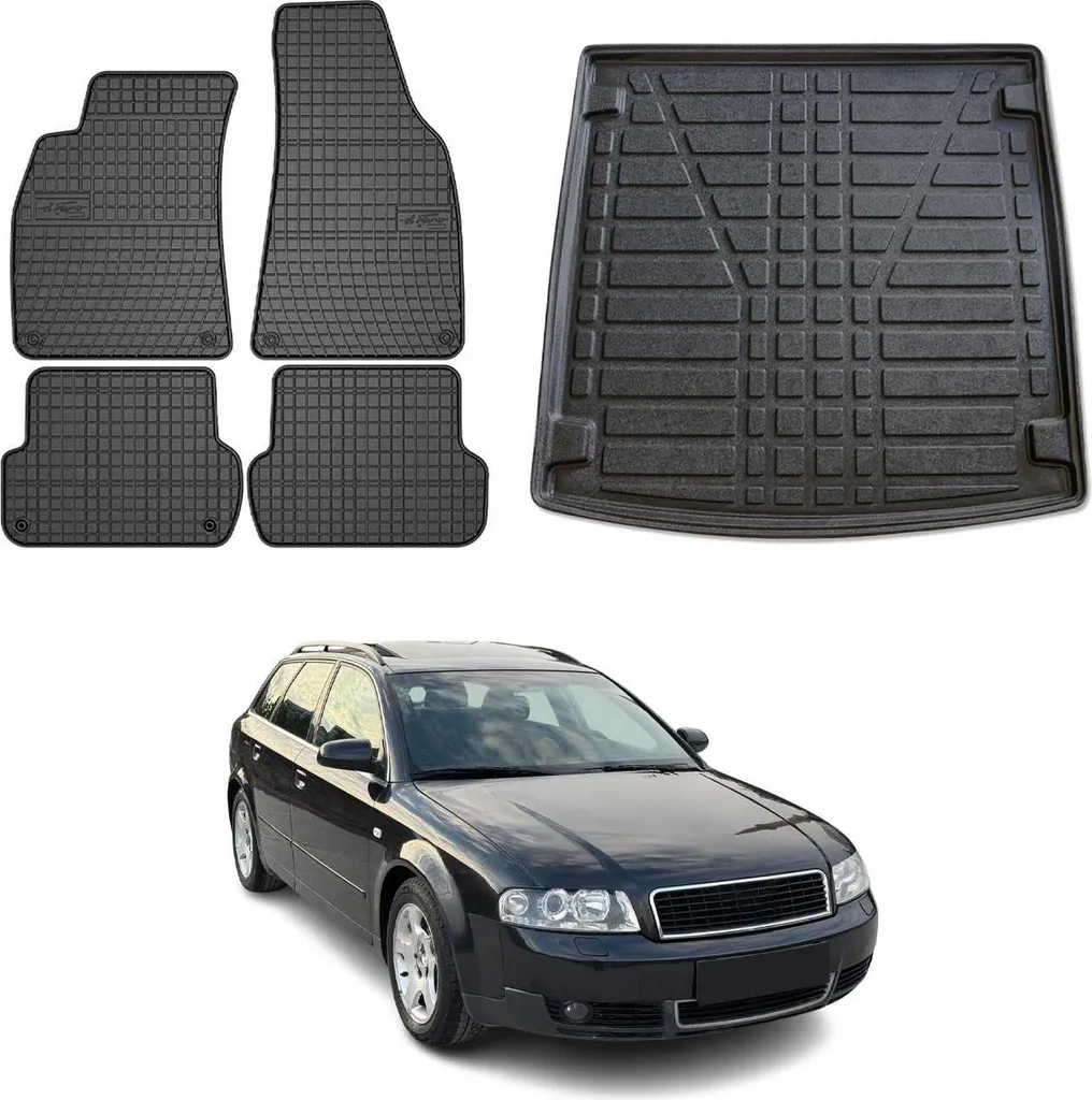 Tappetini e Vasca Baule Gomma Audi A4 Avant B6 01-04 Offerta Kit
