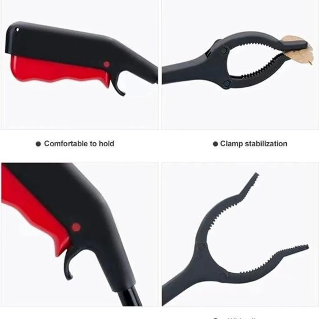 Lot de 4 pinces à déchets 30 cm en caoutchouc pour ramassage facile