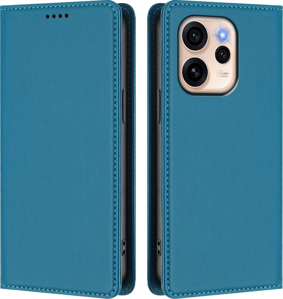 Handyhülle für Oppo Reno15 5G, Kunstleder Klapphülle Stoßfeste Magnetische Hülle mit Ständer Blau