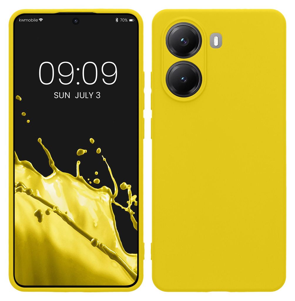 kwmobile Handyhülle für Xiaomi Poco X7 Pro 5G Hülle - weiches Handy Silikon Case - Schutzhülle Cover - Strahlend Gelb