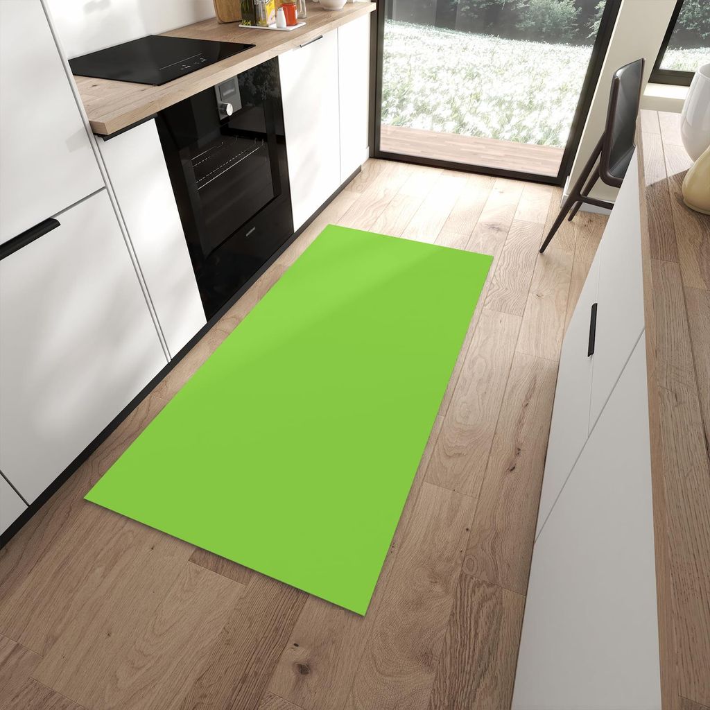 Küchenteppich 90x180cm rutschfest & abwischbar PVC Läufer - Hellgrüner Hintergrund