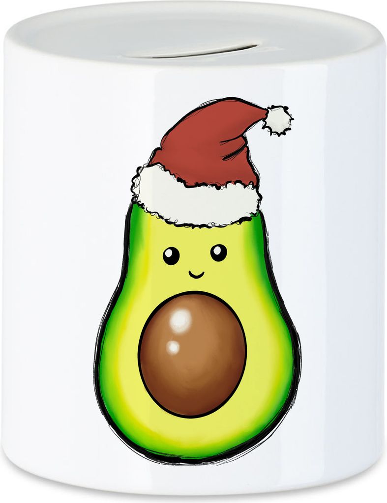 Weihnachts-Avocado Spardose Geschenkidee Avocado-Fans Guacamole Süßes Motiv für Weihnachten für Familie Freunde