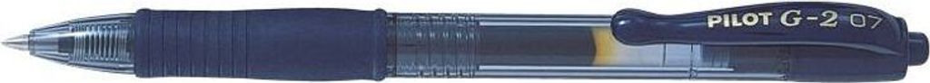 A blue Pilot G2-7 retractable pen is shown against a white background.