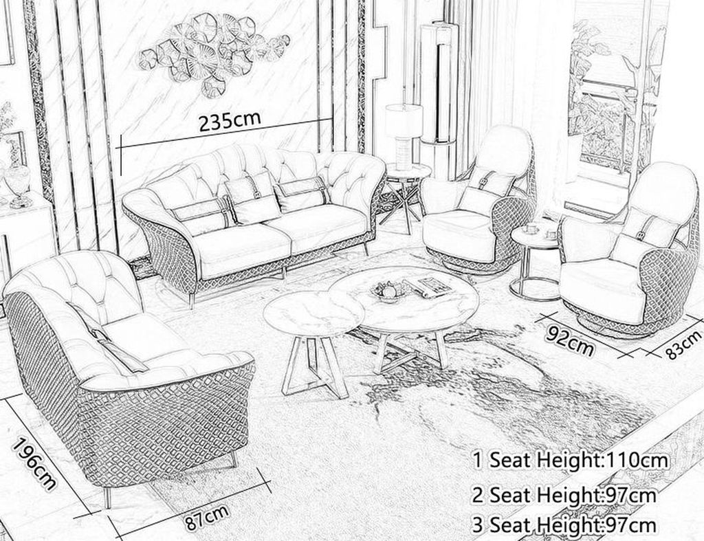 Designer Garnituren Sofa Couch Polster Garnitur 6tlg. Set Leder Couchtisch Tisch