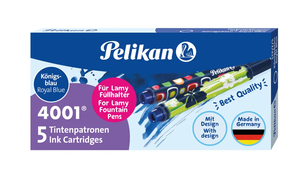 Pelikan 4001 Blu Reale 5 Pezzi - Cartucce Ricambio per Penne Lamy