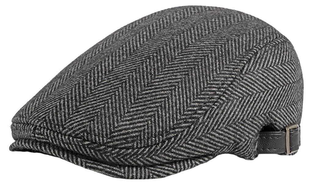 Baskenmütze im britischen Retro-Stil, gestreift, flach, kurze Krempe, atmungsaktiv, kariert, Schiebermütze für Herren, ideal für Treffen