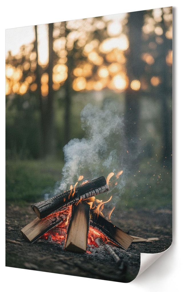 Lagerfeuer im Wald- Kunstdruck A1 (59x84 cm) - Ausdrucksstark, rustikal, erotisch- Wandbild für Wohnzimmer Schlafzimmer & Flur, Modernes Poster Wa...