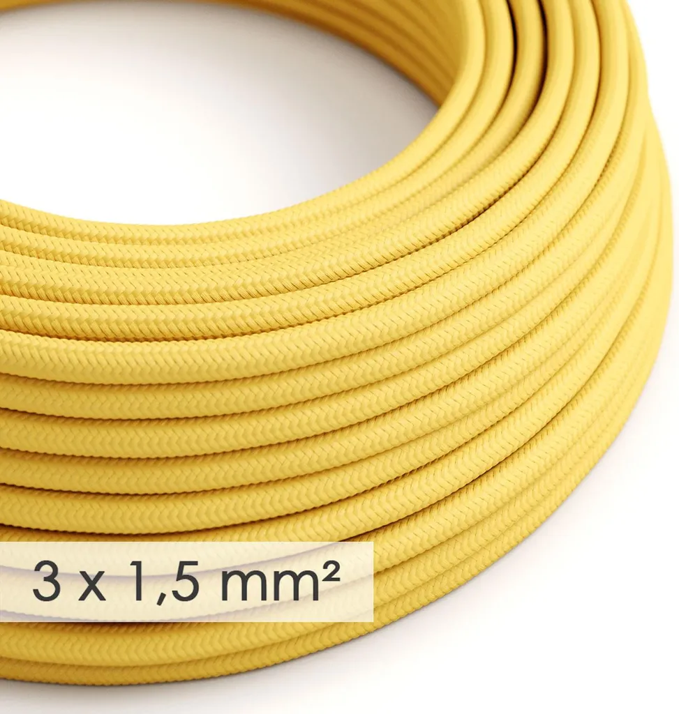 Câble rond jaune RM10 en tissu 50m section 3x1,50mm² haute résistance