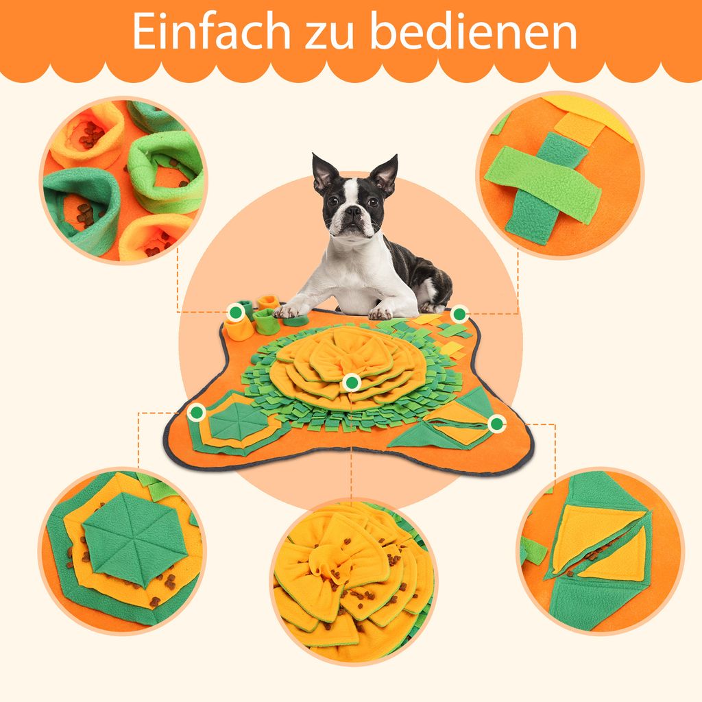 Schnüffelteppich Für Hunde – Interaktives Futterspiel, 72x72 Cm, Für Alle Hunderassen