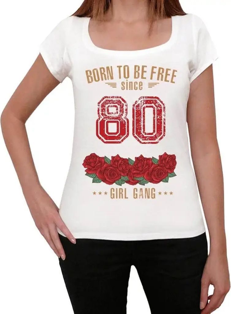 Damen Grafik T-Shirt Mädchenbande geboren um frei zu sein seit 80 – Girl Gang Born To Be Free Since 80 – Geschenk 44. Geburtstag Jahrestag 44 ...
