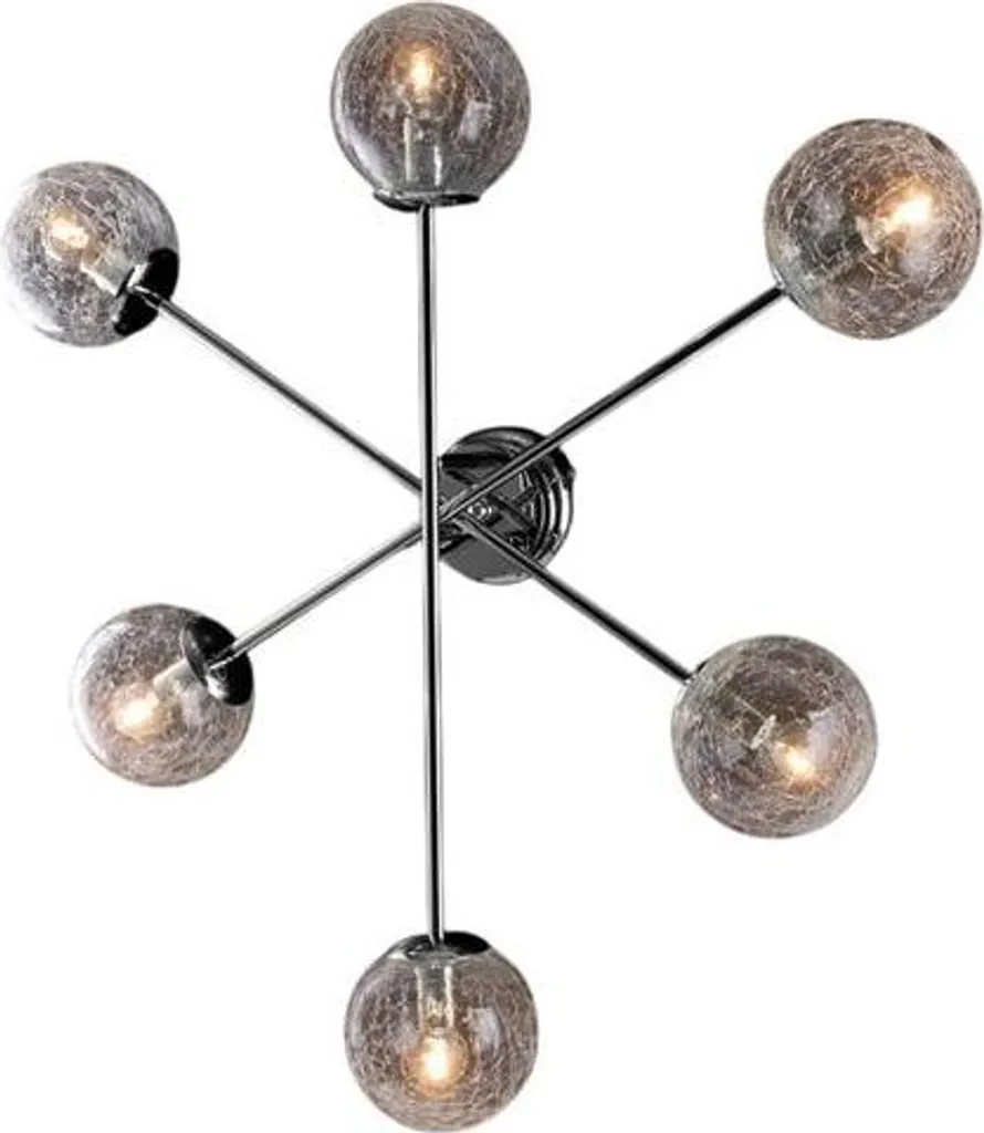 Plafonnier en fer chromé poli 6 lumières Tresor d.78cm BL215-PL6-CR