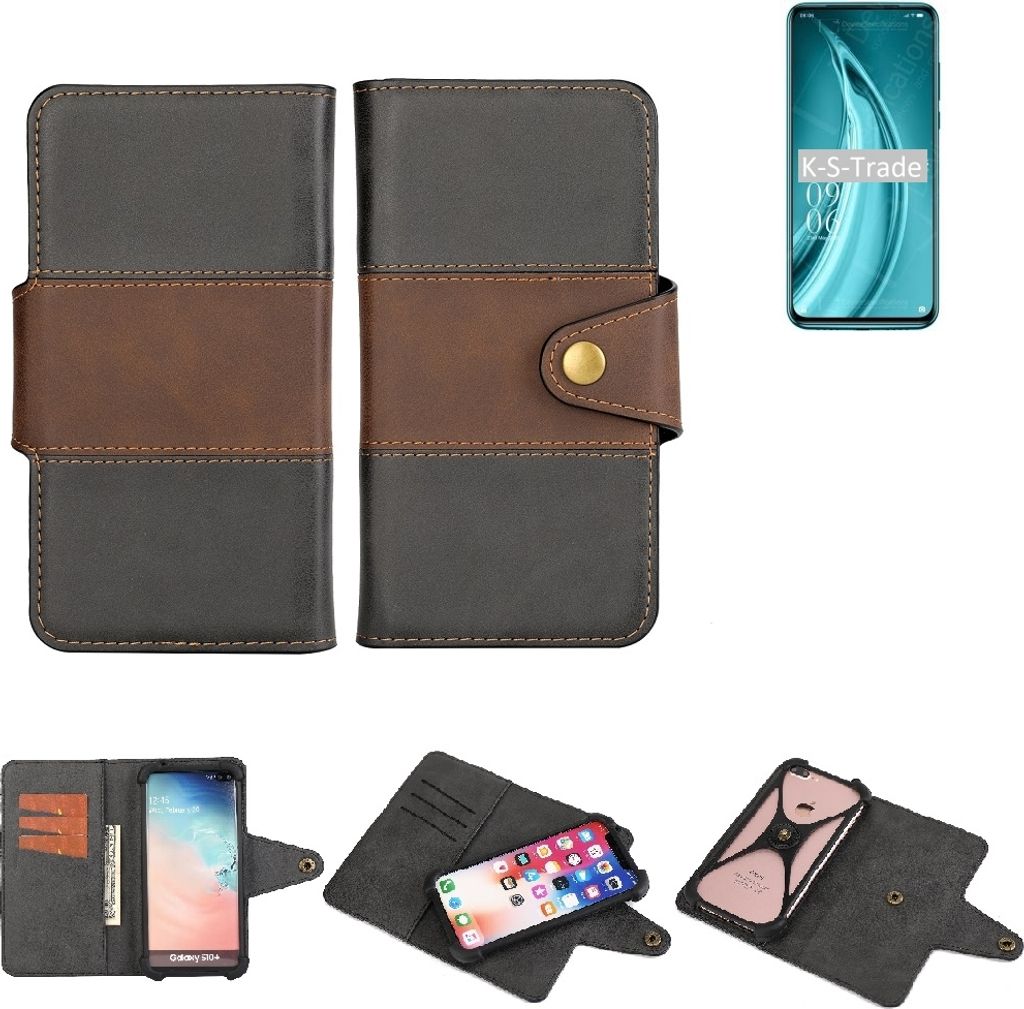 K-S-Trade Handyhülle Schutzhülle Hülle Bookstyle Wallet-Case kompatibel mit Elephone PX Pro Bumper Rundumschutz schwarz-braun 1x