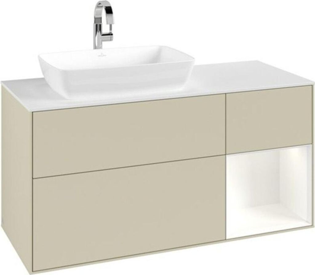 V&B Waschtischunterschrank Finion 120cm, Pl w m, Rg wh. m Lac, si Gr m Lac