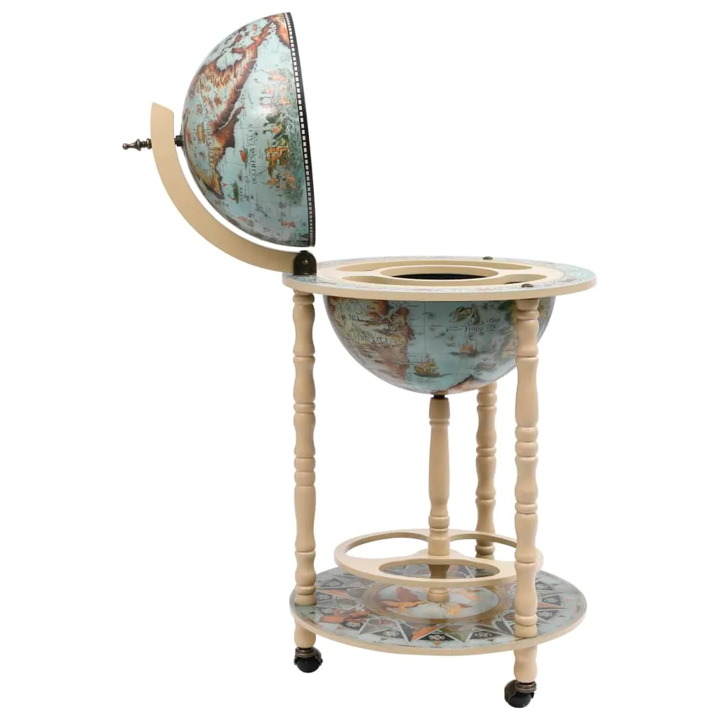 Bar Globe Bleu en Eucalyptus : Solution de Rangement Élégante et Mobile - 4