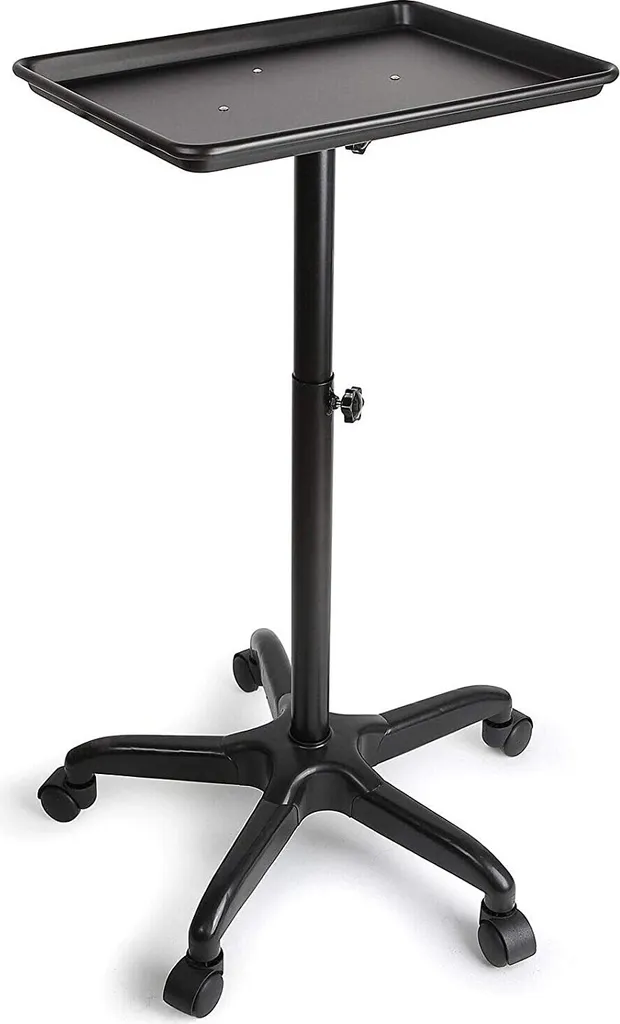 Chariot de salon réglable ergonomique avec plateau amovible noir 45cm