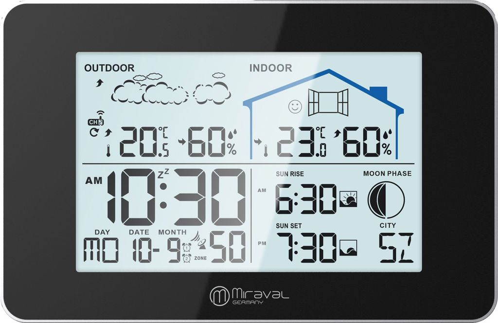 LCD Funk-Wetterstation mit Außensenor Wecker Funkuhr Produktbild 2