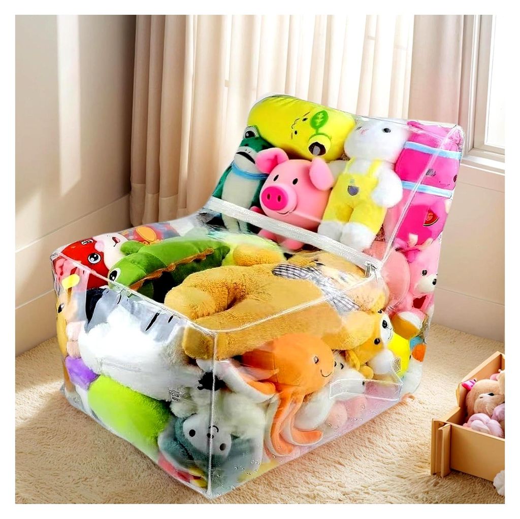 Plüschtier Aufbewahrungssitzsack, Großer Transparenter Sitzsackbezug, Wasserdichter Plüschbezug für Couch, Sofa, Bett, Schlafzimmer, Wohnheim