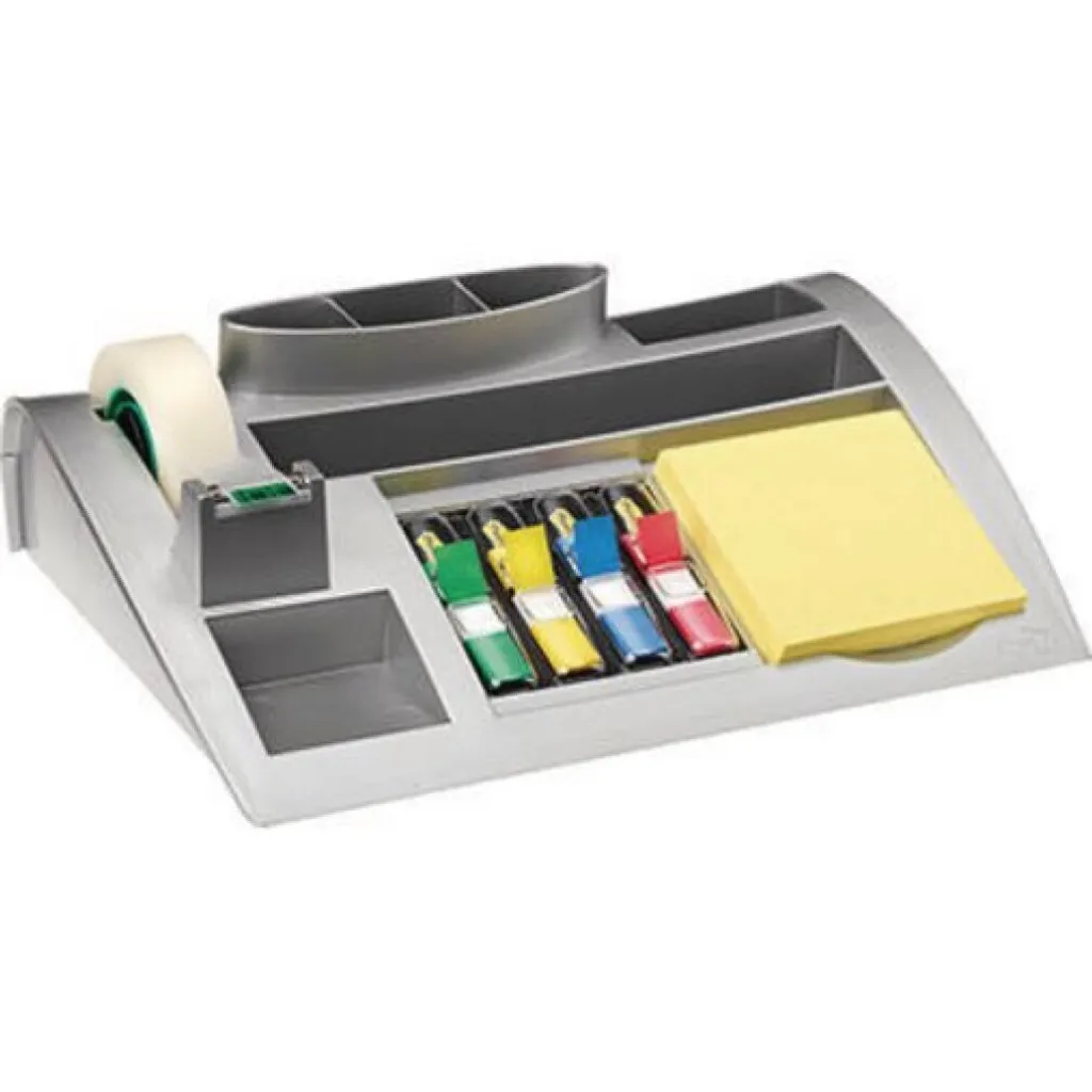 Organiseur de bureau Post-it C50 métallique argent - Rangement Notes