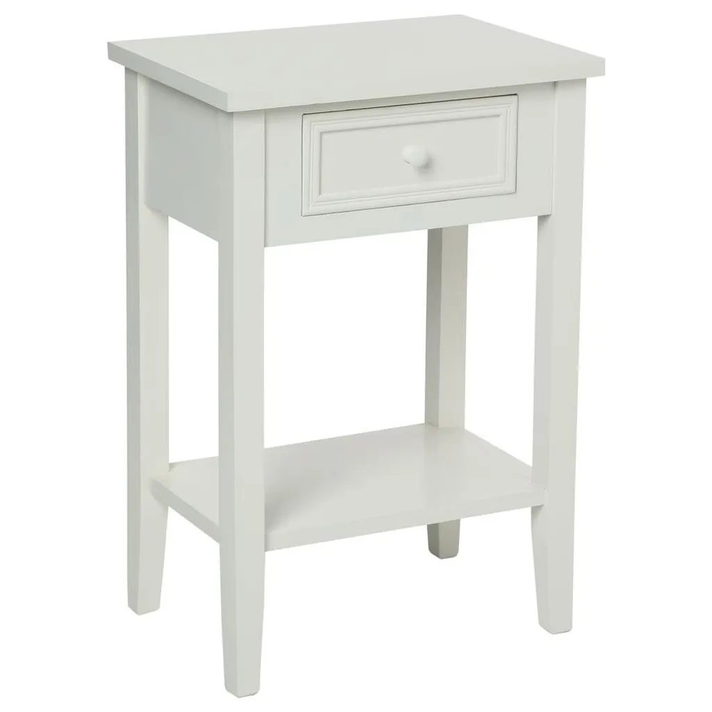 Chevet Charme Blanc Atmosphera avec Tiroir - Meuble de Rangement Chic 66cm