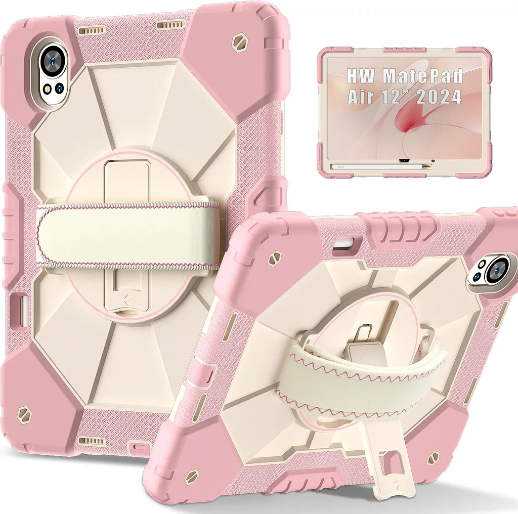 Housse Tablette Huawei MatePad Air 12.0 avec Poignée et Socle Rose