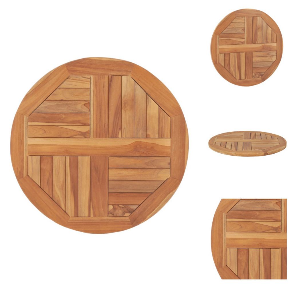 vidaXL Tischplatte Massivholz Teak Rund 2,5 cm 60 cm - Tischplatten