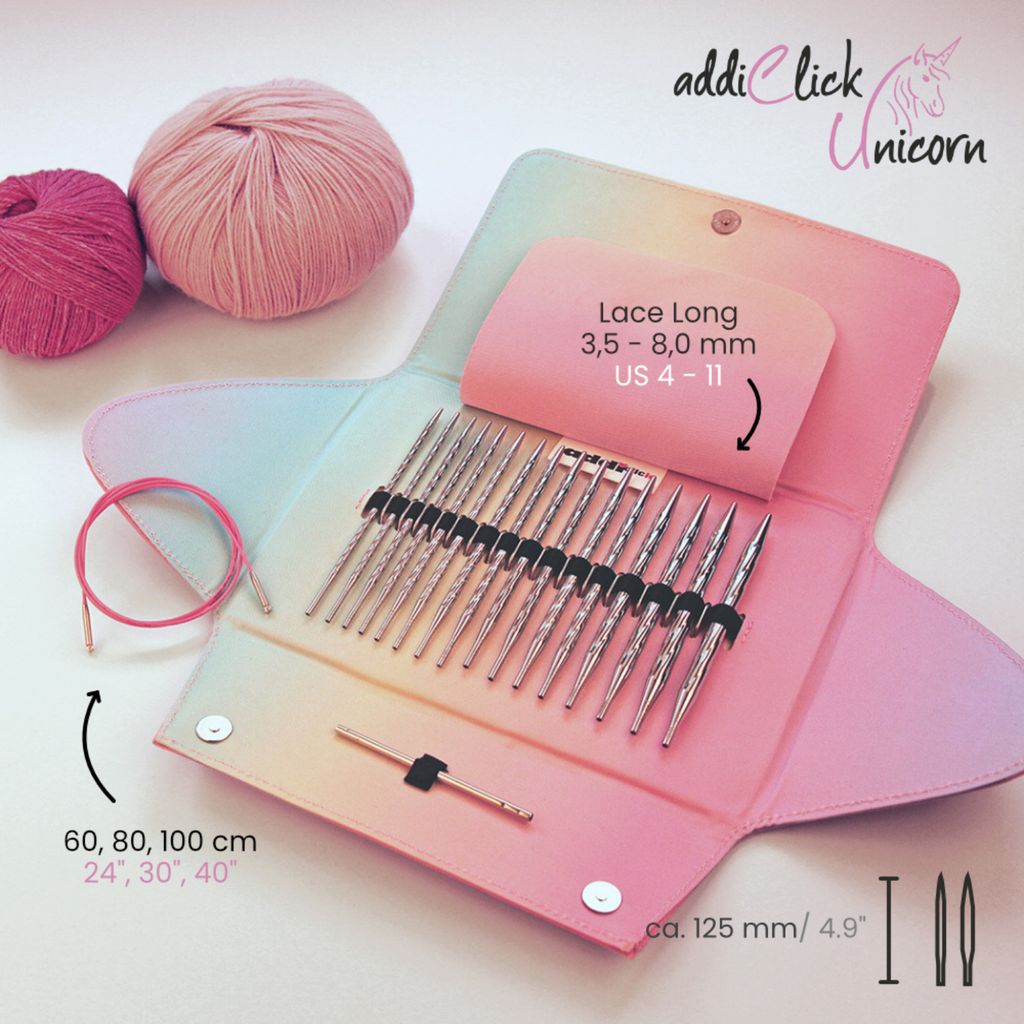 addiClick Unicorn Lace Long sada kruhových pletacích jehlic Obrázek produktu 2
