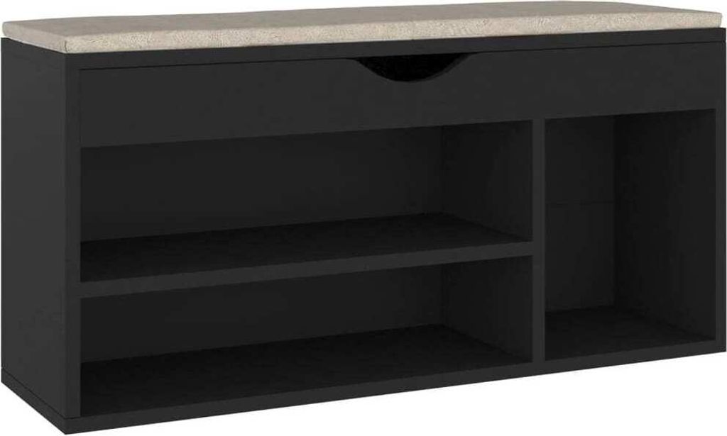 Schuhbank mit Kissen Schwarz 104x30x49 cm Holzwerkstoff